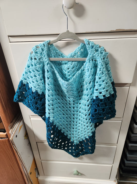 Light and Dark teal child's poncho